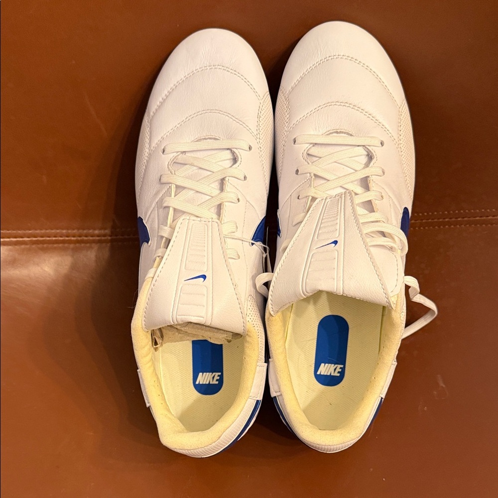Nike Premier Men's White and Blue Soccer Cleats